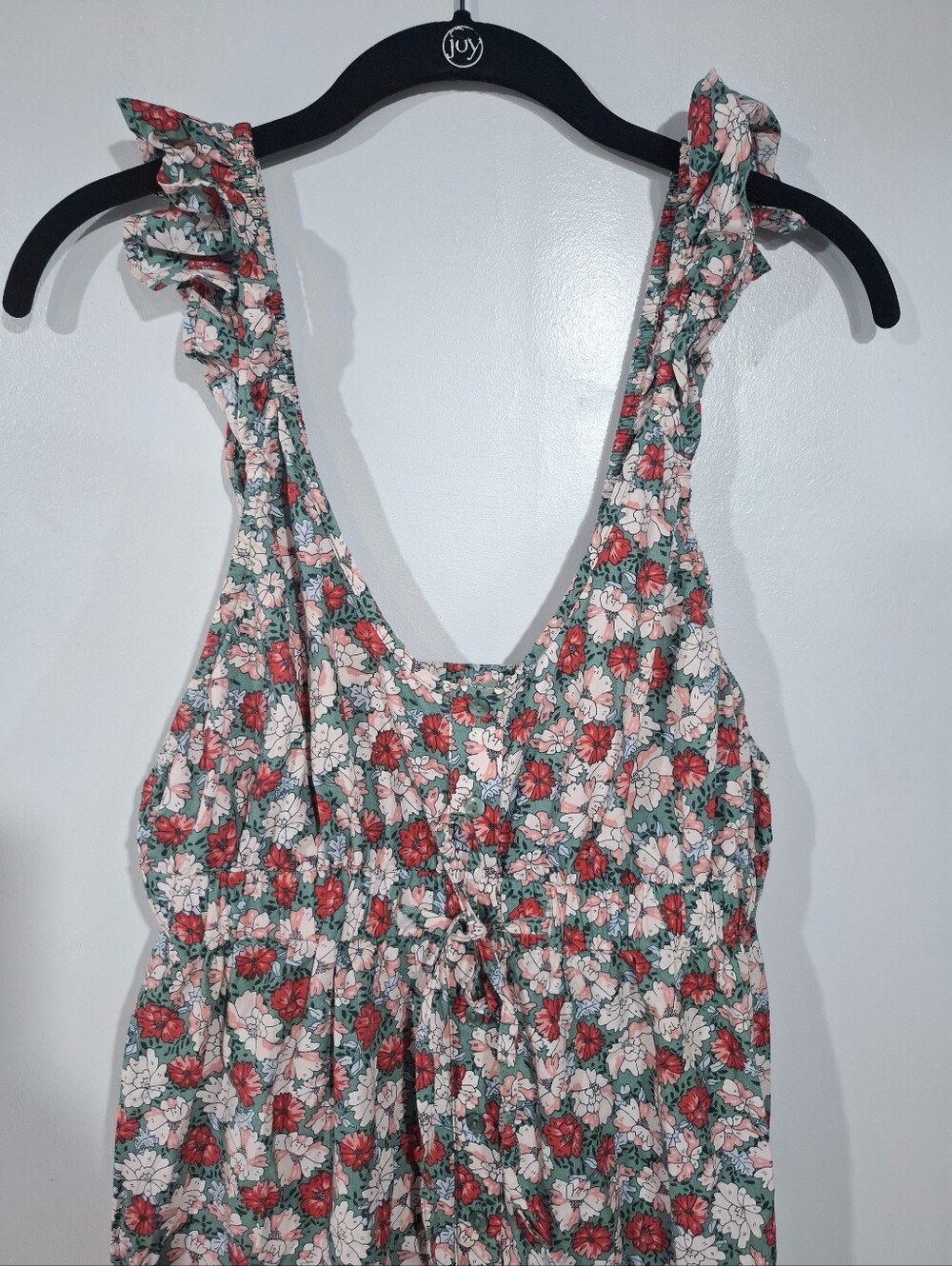Mango Floral Maxi Dress Multicolor Ruffle Straps Tiered Sundress Cottagecore 8 - Picture 5 of 15